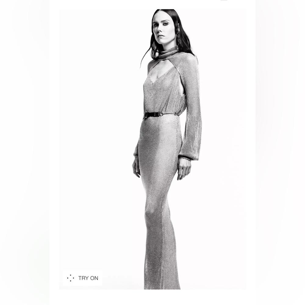 ZARA METALLIC THREAD MESH DRESS LIMITED EDITION - Picture 4 of 12